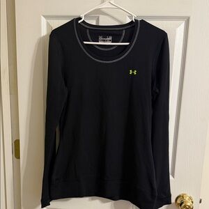 Under Armour Women's Black Long Sleeve Tee with Green Logo